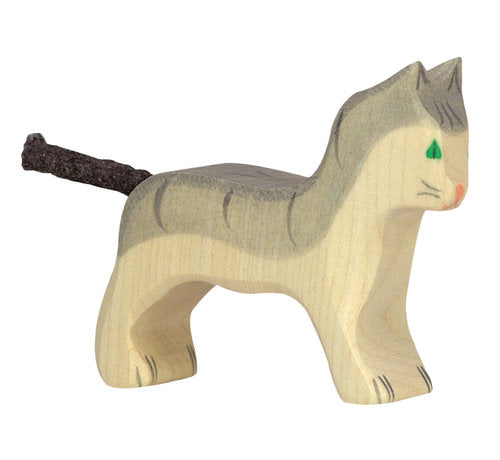 Holztiger - Houten Dieren - Poes Grijs 6 cm