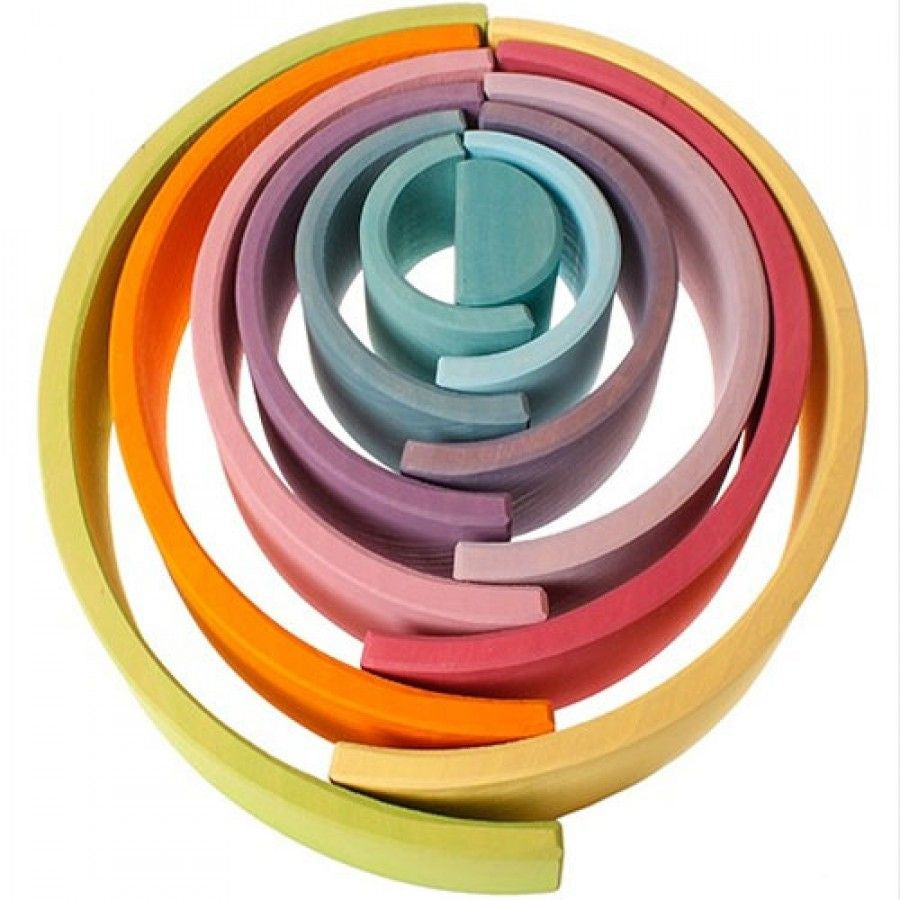 Grimm's - Houten Regenboog Pastel Stapelaar Groot (12-delig) 36 cm