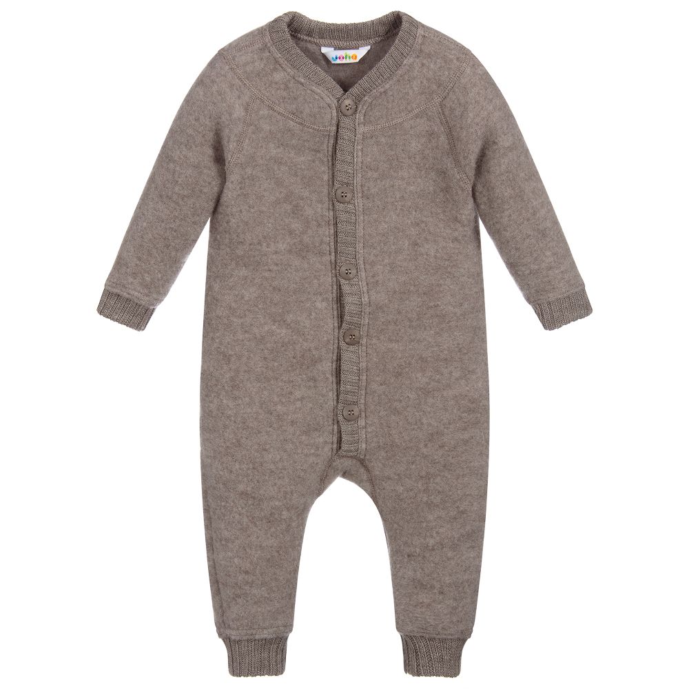 Joha - 100% wolfleece warme Jumpsuit Overall onesie - Sesame
