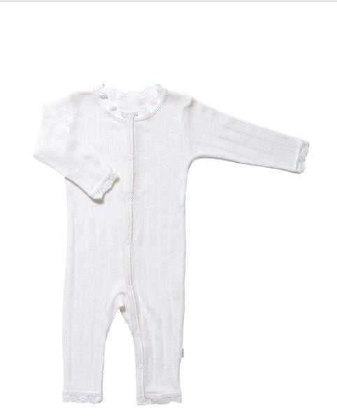 Joha - Wol-zijde jumpsuit met kant - Naturel