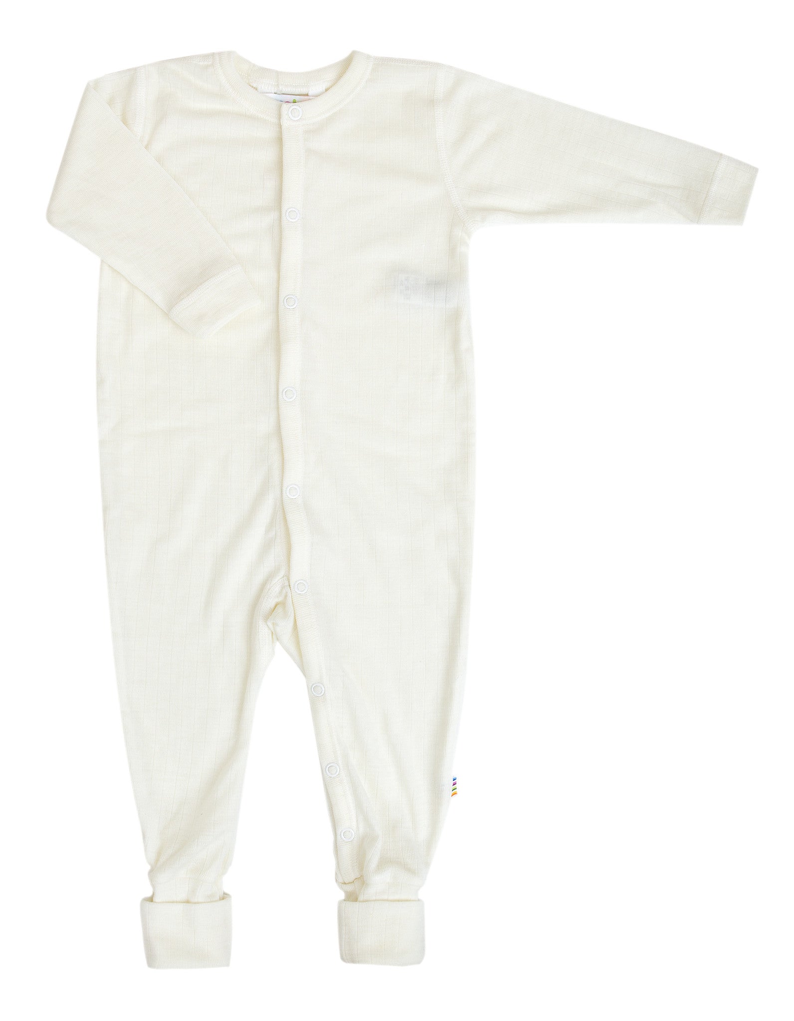 Joha - 100% wol Jumpsuit met omslag voetjes - Naturel