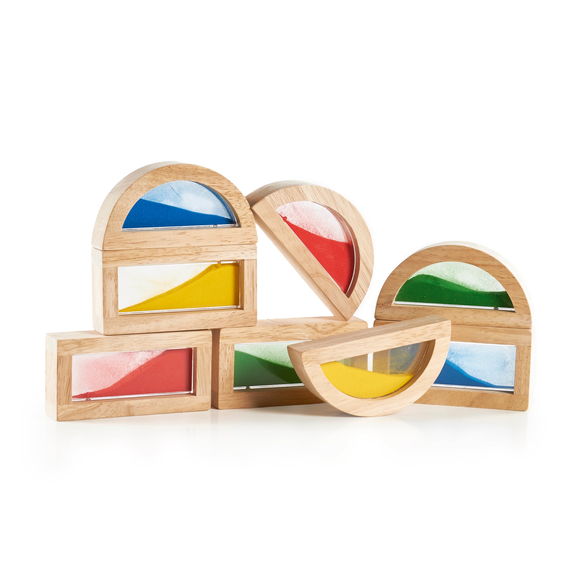 Guidecraft - 8 houten blokken gevuld met gekleurd zand