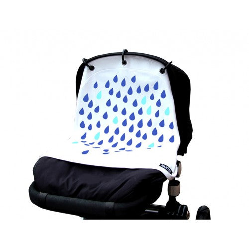 Kurtis Autostoel en Kinderwagengordijn - Drops Blauw & Wit