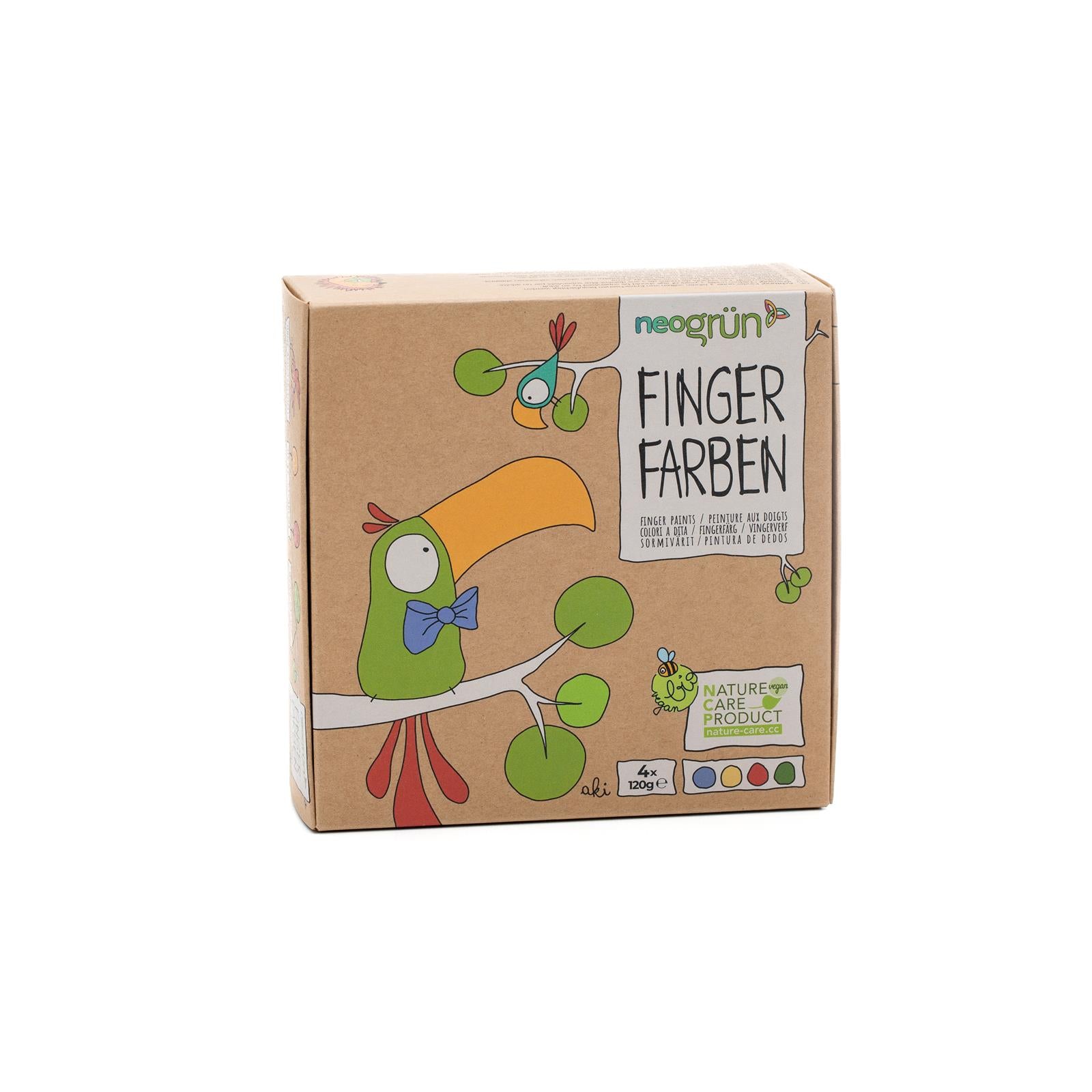 Neogrün - Vingerverf set Aki  - groen, geel, rood en blauw