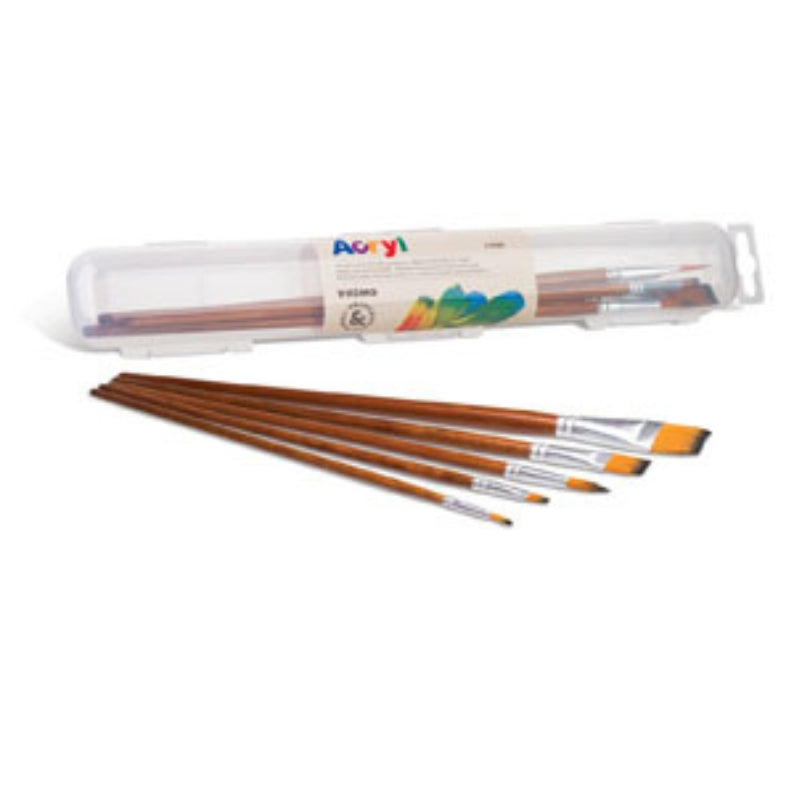 Set van 5 kwasten (2 rond en 3 plat) - Primo