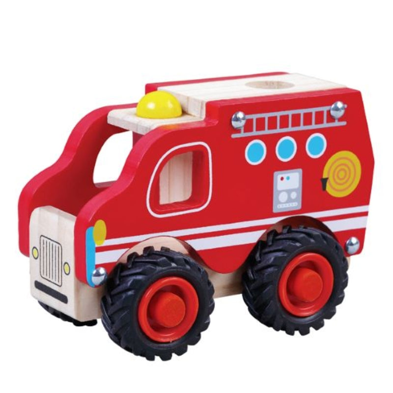 Houten brandweerauto - Simply for Kids