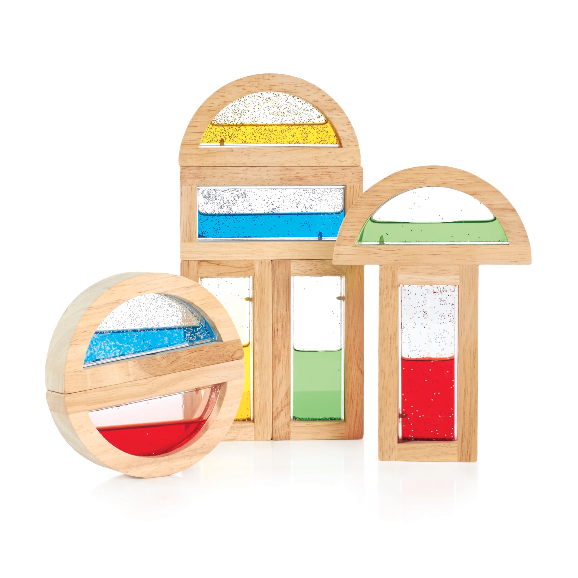 Guidecraft - 8 houten blokken gevuld met glinsterend water