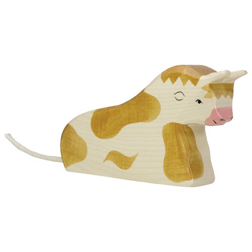 Holztiger - Houten Dieren - Stier liggend 14 cm