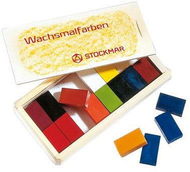 Stockmar - 16 (bijenwas)krijtjes-blokjes in houten kist