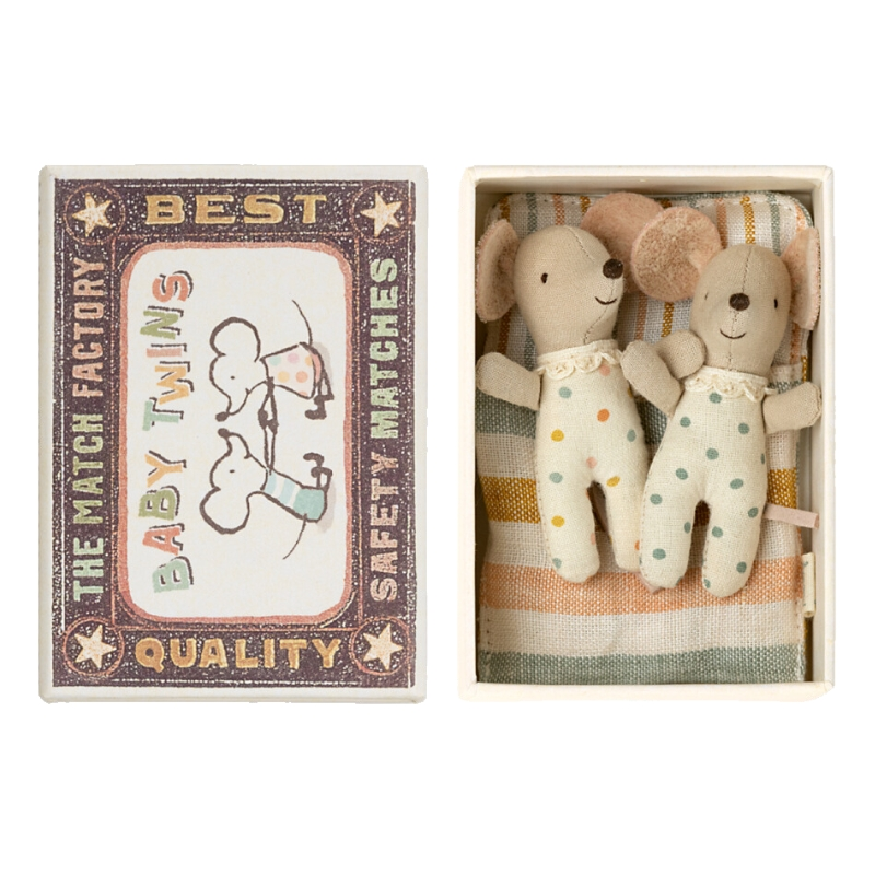 Maileg - Baby Mouse Twins-Tweeling Stip in box - 8 cm