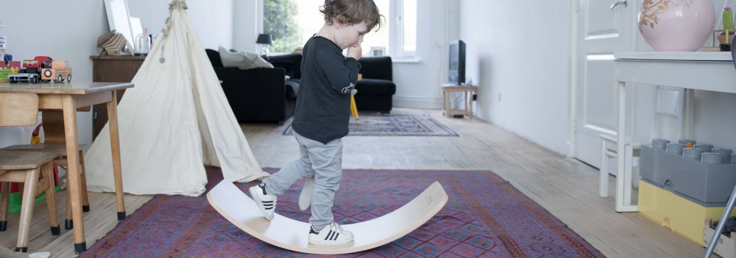 Wobbel Original - Blank gelakt met vilt - lucht (blauw)