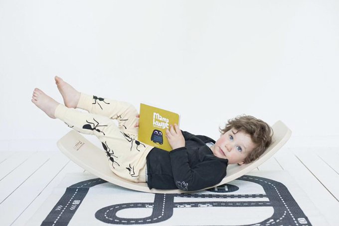 Wobbel Original - Blank gelakt met vilt - Zwart